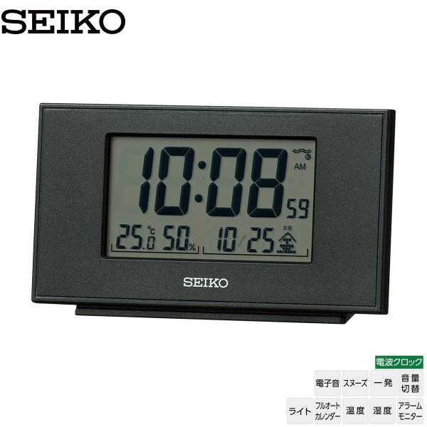電波 デジタル 時計 SQ790K 目ざまし 電子音 ライト カレンダー 温度 湿度 音量切替 セイコー SEIKO お取り寄せ｜kadecoco