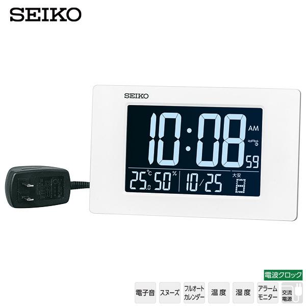 電波 デジタル 時計 DL214W セイコー SEIKO クロック デジタル表示 白色 LED 温度 湿度 カレンダー 掛 置 兼用 お取り寄せ｜kadecoco