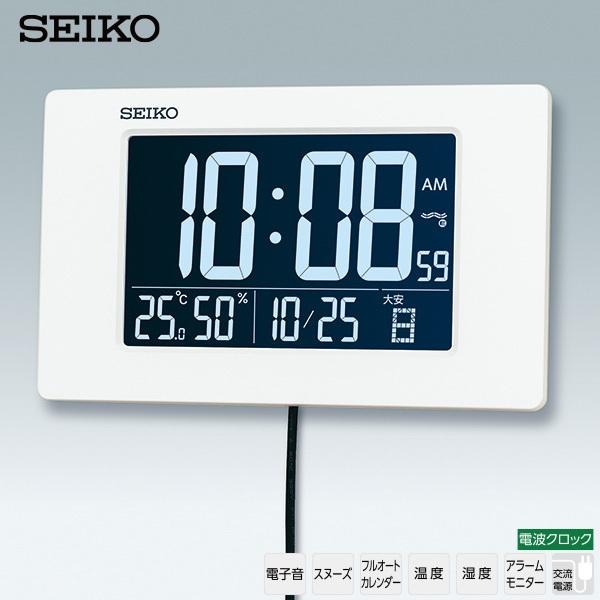 電波 デジタル 時計 DL214W セイコー SEIKO クロック デジタル表示 白色 LED 温度 湿度 カレンダー 掛 置 兼用 お取り寄せ｜kadecoco｜02