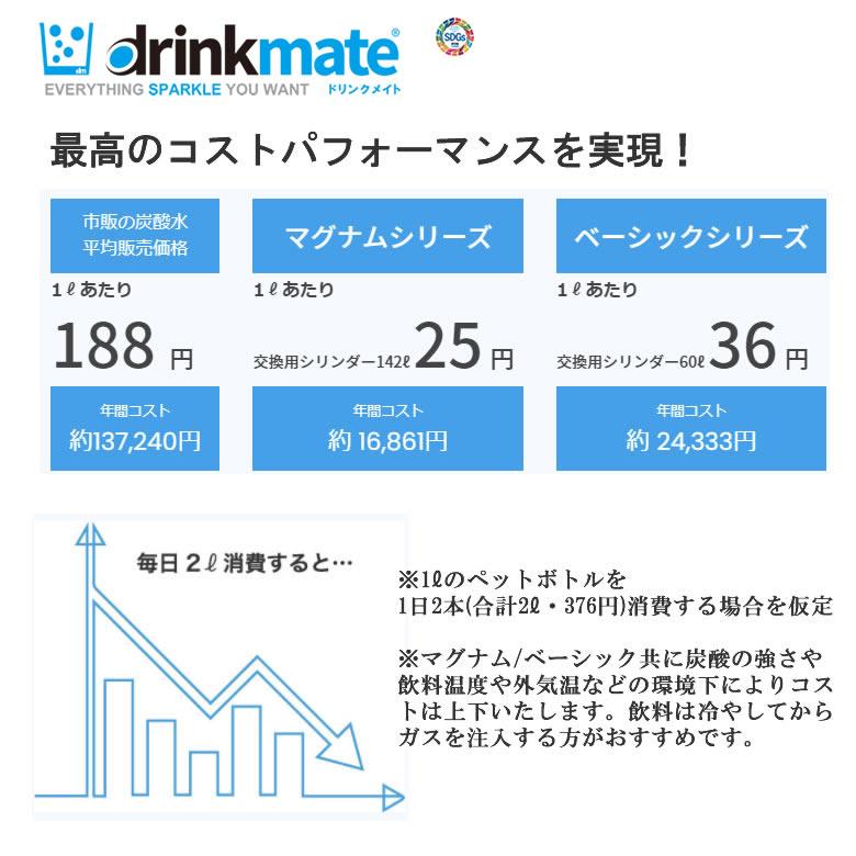 ドリンクメイト シリーズ620 ブラック【在庫あり】炭酸水メーカー スターターセット 60Lガスシリンダー Lサイズボトル drinkmate DRM1011 黒の画像