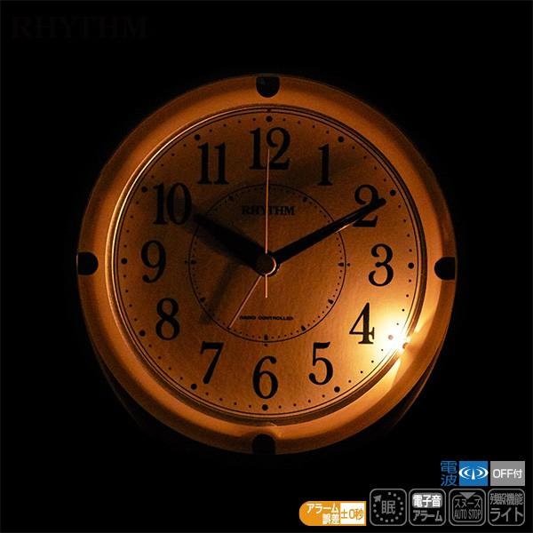 【色: ホワイト】リズム(RHYTHM) 目覚まし時計 メロディ付き 連続秒針 RHYTHM（時計） 電波 目覚まし 時計 4RL439SR04 フィット