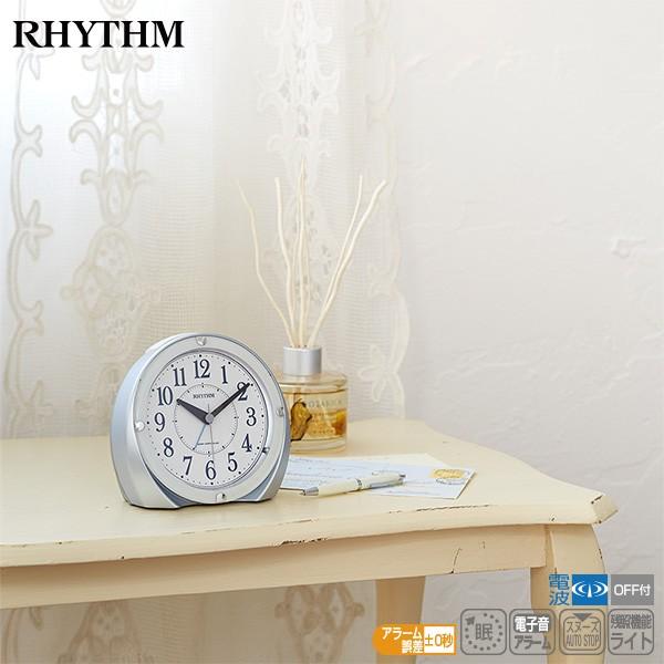 【色: ホワイト】リズム(RHYTHM) 目覚まし時計 メロディ付き 連続秒針 RHYTHM（時計） 電波 目覚まし 時計 4RL439SR04 フィット