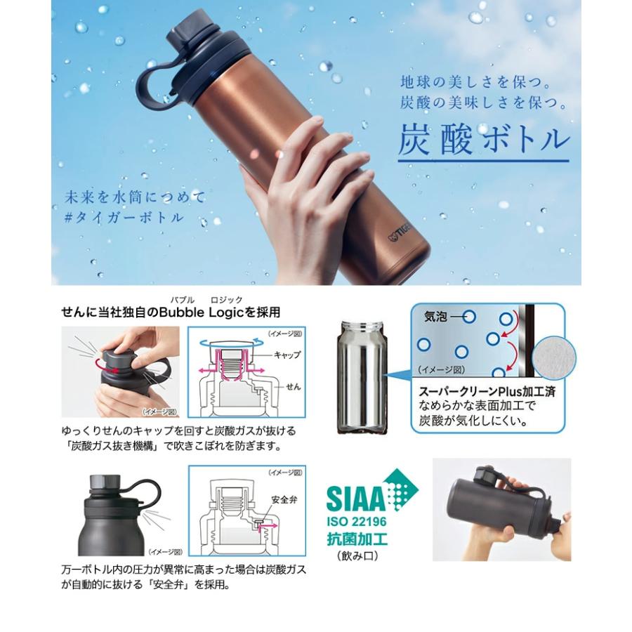 タイガー TIGER MTA-T080KS スチール 真空断熱炭酸ボトル 保冷