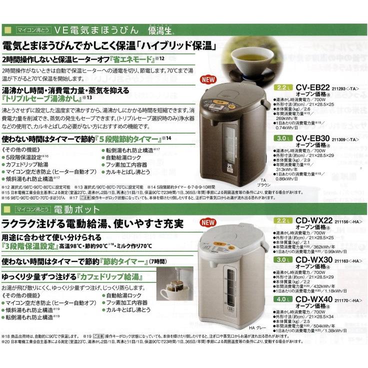 ZOJIRUSHI CD-WY30-HA グレー 象印 電気ポット マイコン沸とう電動 