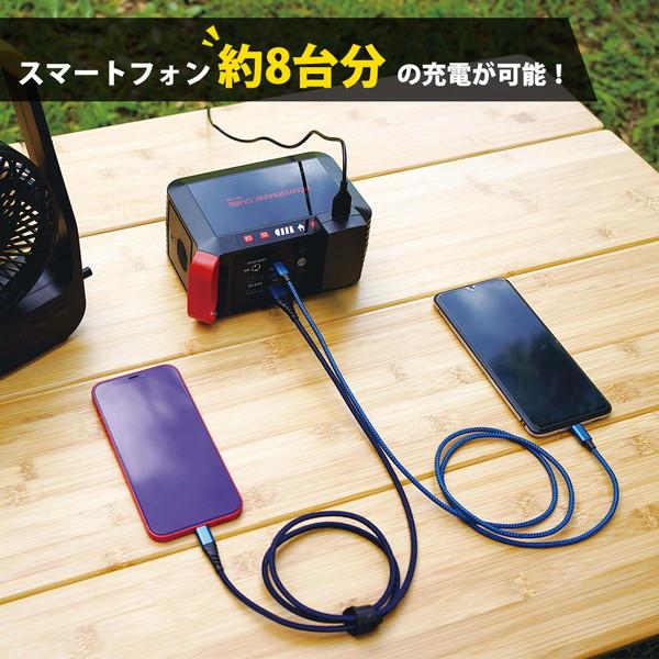 (365日発送)パワーバンクキューブ ポータブル電源 ソーラーパネル セット 小型 AC コンセント 大容量 キャンプ アウトドア 防災 インベス HBP-80S21W｜kaden-outlet｜02