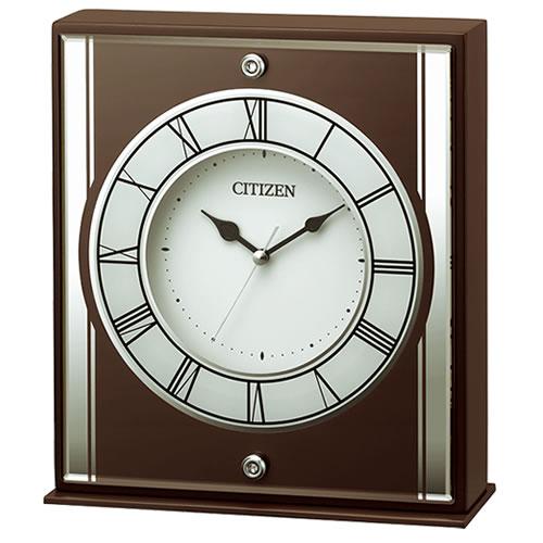 8RG622-006 リズム CITIZEN アナログ 置き時計（茶色半艶仕上） : 家電