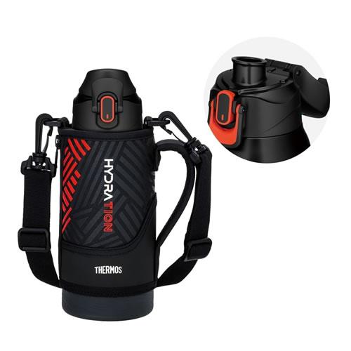 FJS-800F-BKOR サーモス 真空断熱スポーツボトル ブラックオレンジ 0.8L ポーチ＆ストラップ付き 保冷 水筒 | THERMOS