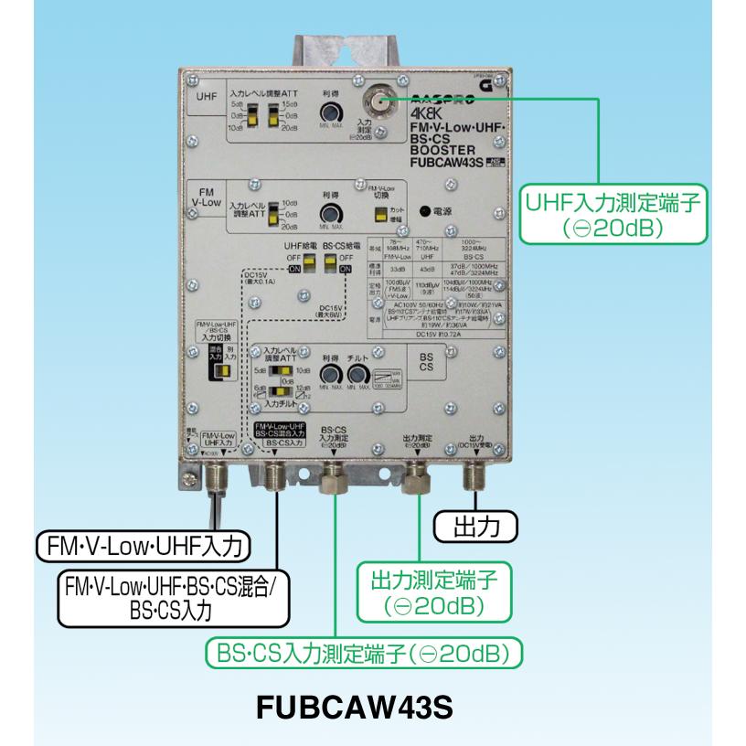 FUBCAWS マスプロ FM・V Low・UHF・BS・CSブースターdB型