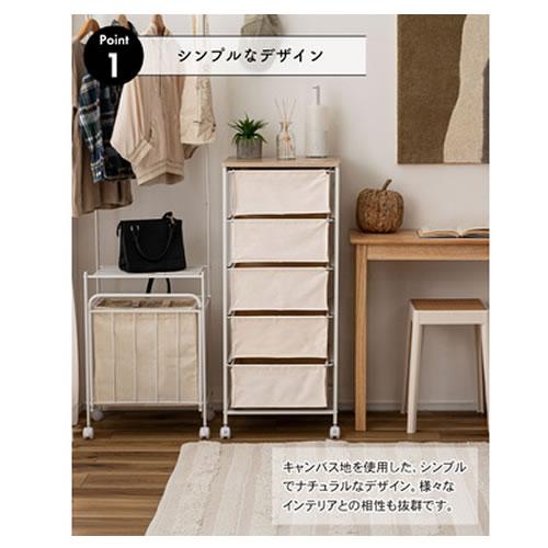 MIP-379 東谷 キャンバスチェスト5段 ホワイト ※お客様組み立ての画像