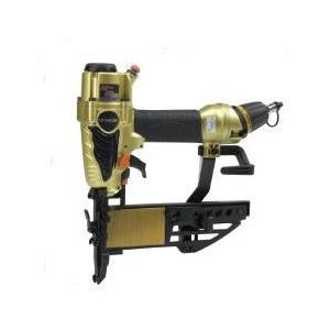 エア漏れあり 日立 フロアタッカ 50㎜ 高圧タッカ N5004HMF 電動工具 HITACHI ゴールド×ブラック 札幌市 中央区 南12条 日立 N5004HMF 日立工機 高圧フロア用タッカ(エアダスタ付) : 家電の