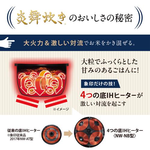 炎舞炊き NW-NB18-BZ 象印 1升炊き 圧力IH炊飯ジャー スレートブラック