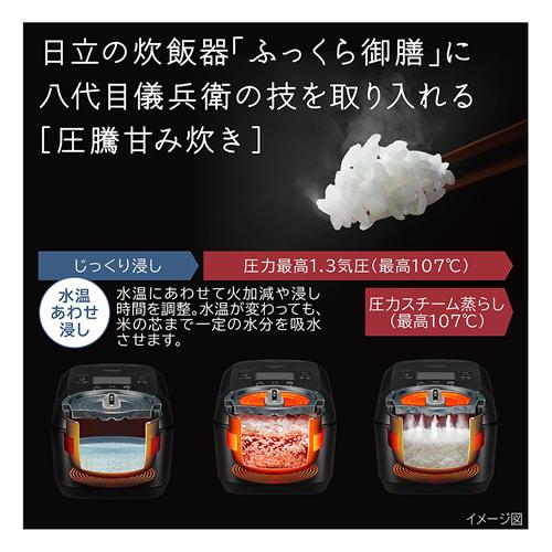ふっくら御膳 RZ-W100GM-K 日立 5.5合 圧力スチームIHジャー炊飯器