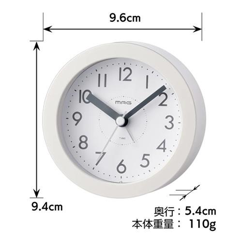 ノア精密 T-640-WH-Z MAG電子音目覚まし時計 ルント アナログ ホワイト