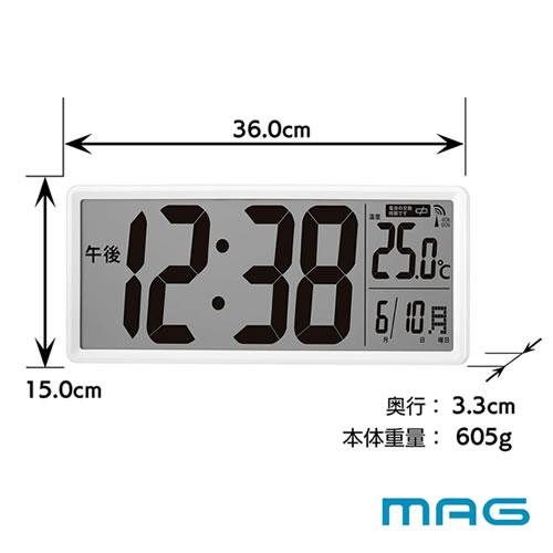 ノア精密 W-814-WH-Z MAG デジタル電波置掛兼用時計クリアビュー