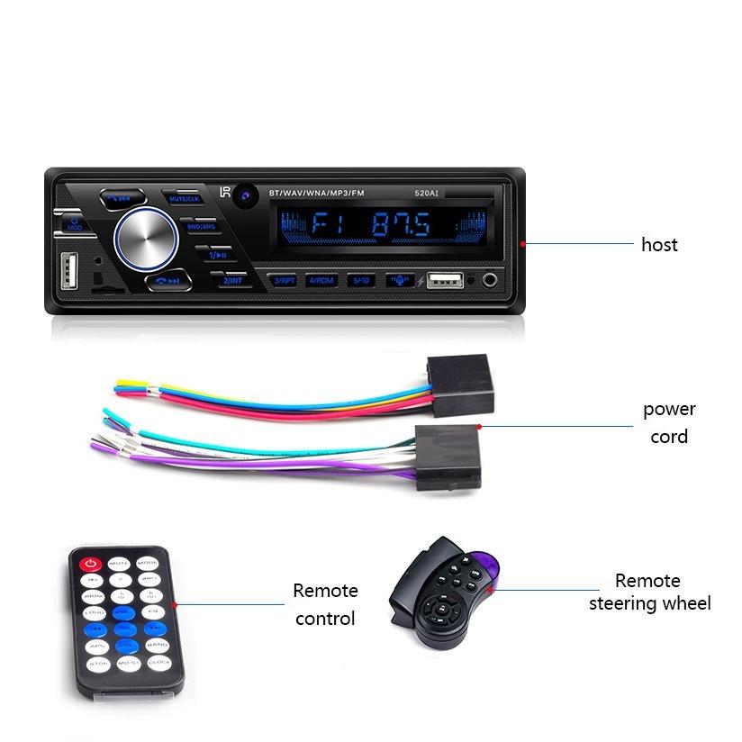 車用 オートラジオ 12V 24V ラジオ Bluetooth 1din カーステレオプレーヤー 電話 AUX ISO インタフェース MP3