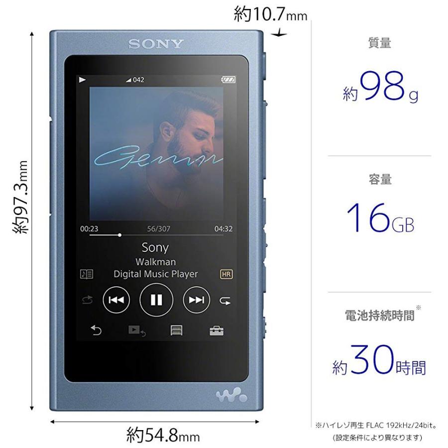 ソニー Sony ウォークマン Aシリーズ 売買 16gb Nw 5 Microsd 最大39時間連続再生 L ムーンリットブルー 17年モデル Bluetooth ハイレゾ対応