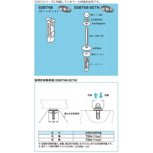 【在庫有・即納！】サンストラット 重ね式折板屋根用固定金具 SSBTN8-SETN 1袋(2個入り)｜kadensentai