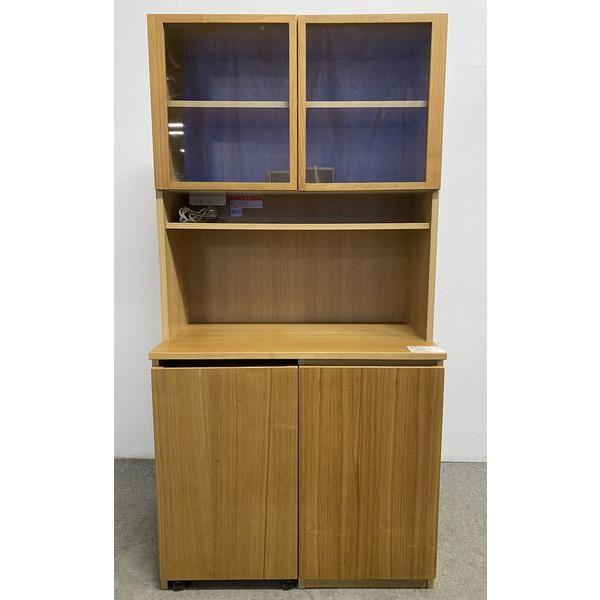 MUJI/無印良品 木製カップボード 幅88 オーク材 天然木 ワゴン