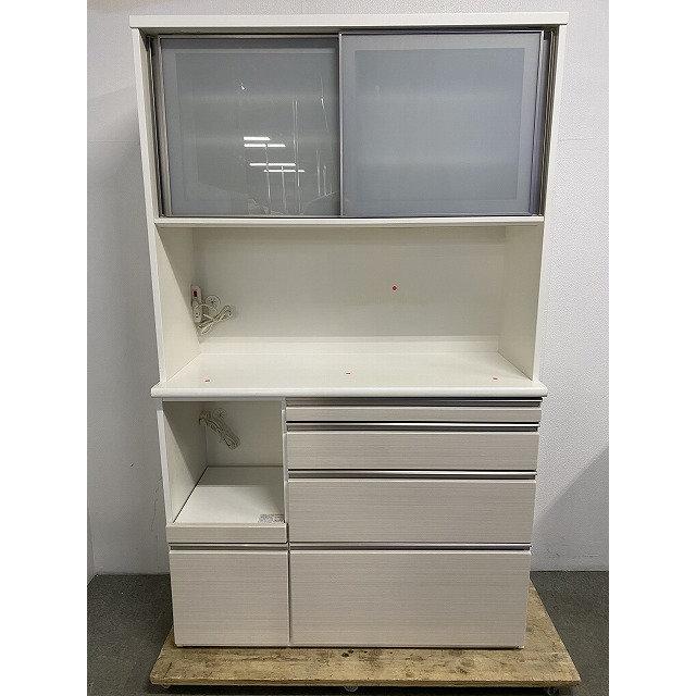 シギヤマ キッチンボード 幅120 ソフトクローズ スライドテーブル ハイグロス ホワイト 木目 レンジ台 中古家具 店頭引取歓迎 R10552 シギヤマ キッチンボード 幅120 ソフトクローズ スライドテーブル