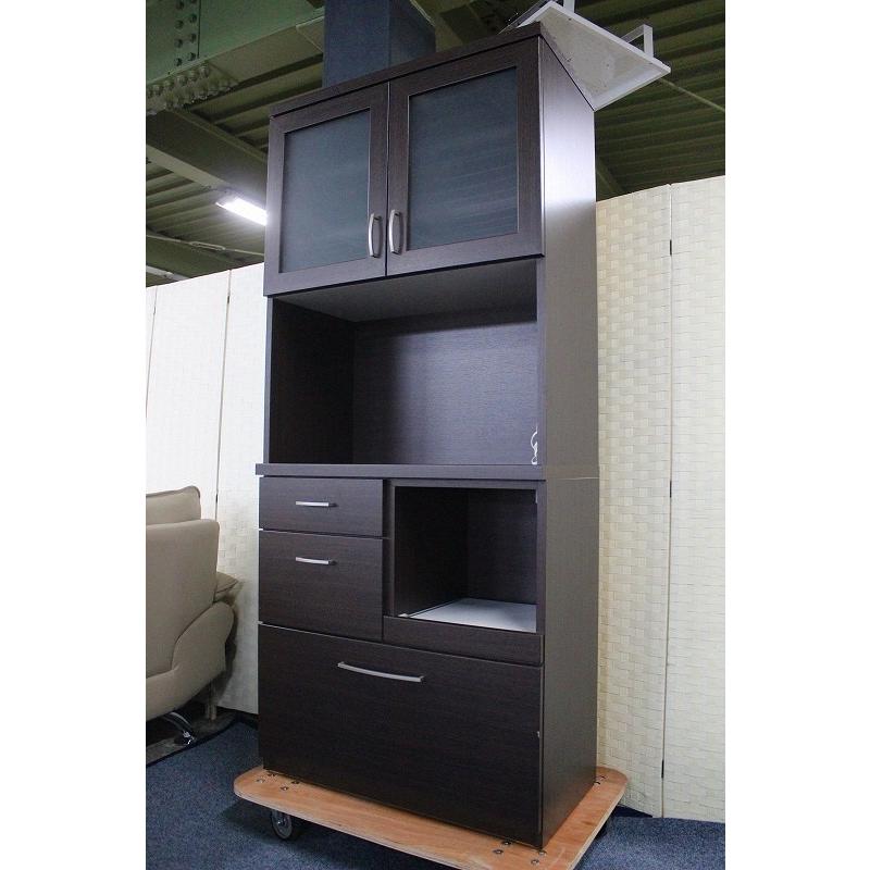NITORI キッチンボード コパン 幅80 ダークブラウン ニトリ 食器棚 中古家具 店頭引取歓迎 R3798) r3798中古