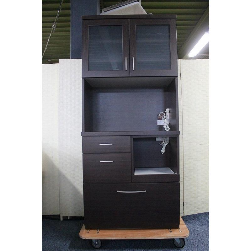 NITORI キッチンボード コパン 幅80 ダークブラウン ニトリ 食器棚 中古家具 店頭引取歓迎 R3798) r3798中古