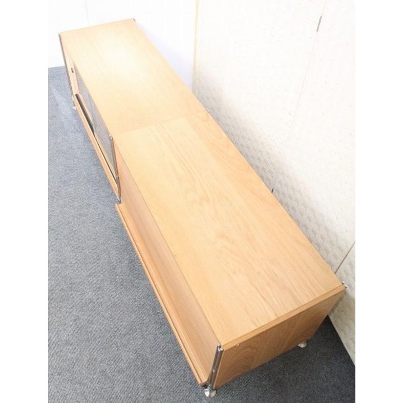 新しいブランド スチールユニットシェルフ 無印良品 ガラス引き戸 R4273 店頭引取歓迎 中古家具 収納家具 Muji タモ材 カスタム品 フラップ扉 テレビ台 キャビネット Www Reinnec Cl