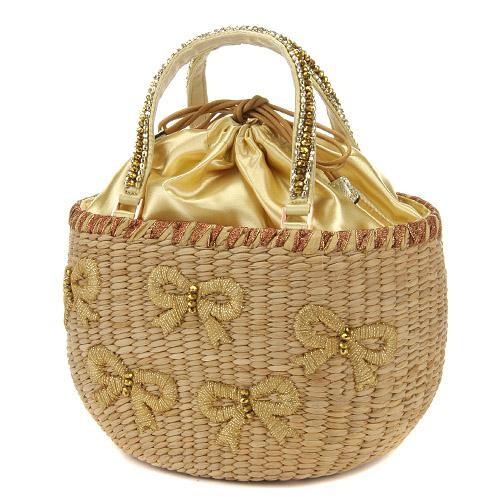 アルファジル フラワー　リボンモチーフ　ハンドバッグ　カゴバッグ アルファジル】ALFAJILL 立体フラワー リボン かごバッグ