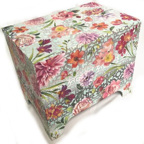 Punch Studio 限定柄 脚付き 2ティア ジュエリーチェスト シルバー箔ピンク花パンチスタジオ収納ケース・ジュエリーボックス・メイク