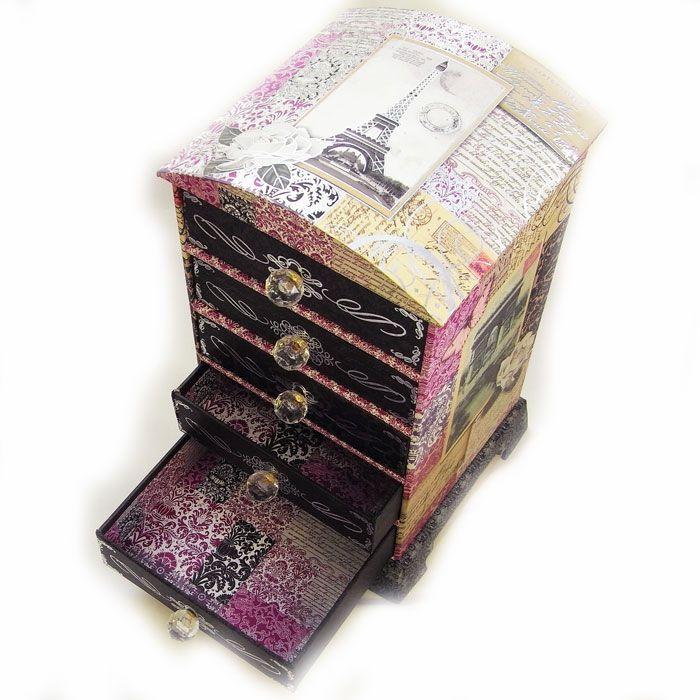 [Punch Studio]限定トール ジュエリーチェスト パリの写真と白バラパンチスタジオ収納ケース・ジュエリーボックス・インテリア