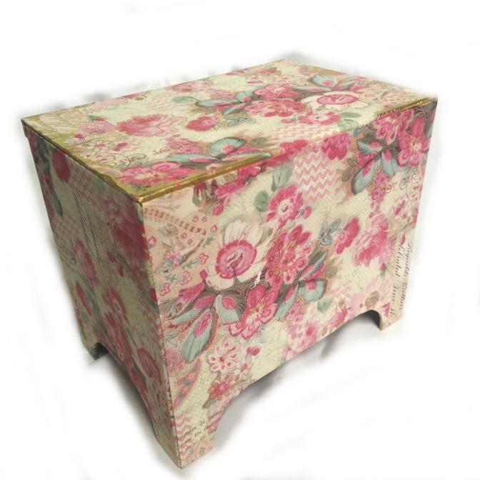 Punch Studio 限定柄 脚付き 2ティア ジュエリーチェスト ピンクポストカードパンチスタジオ収納ケース・ジュエリーボックス