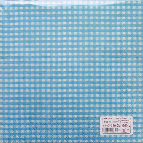 C 360 ３枚 ペーパーナプキン ギンガムチェック ライトブルー 水色 Paper Design ペーパープラスデザイン デコパージュ 紙ナプキン C 360 Kaderia Yahoo店 通販 Yahoo ショッピング