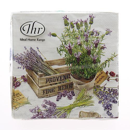 5枚ペーパーナプキン カクテルサイズ フレーバー オブ プロバンス ラベンダー Ihr 花柄ペーパーナフキン 紙ナプキン デコパージュ 花柄