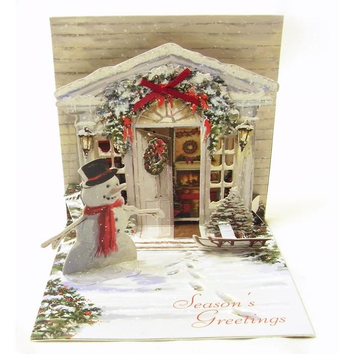ポップアップ クリスマスカード ホリデー ドア Up With Paper スノーマン 立体クリスマスカードポップアップカード Majesticxpress Com