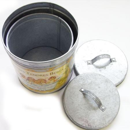 ブロカント ブリキ缶キャニスター2個セット限定古道具[GRAN]小物入れ