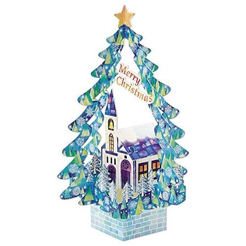 S6188 立体 クリスマスカード 【正規逆輸入品】 ツリーの中に教会 サンリオ 立体カード Sanrio メッセージカード 安全