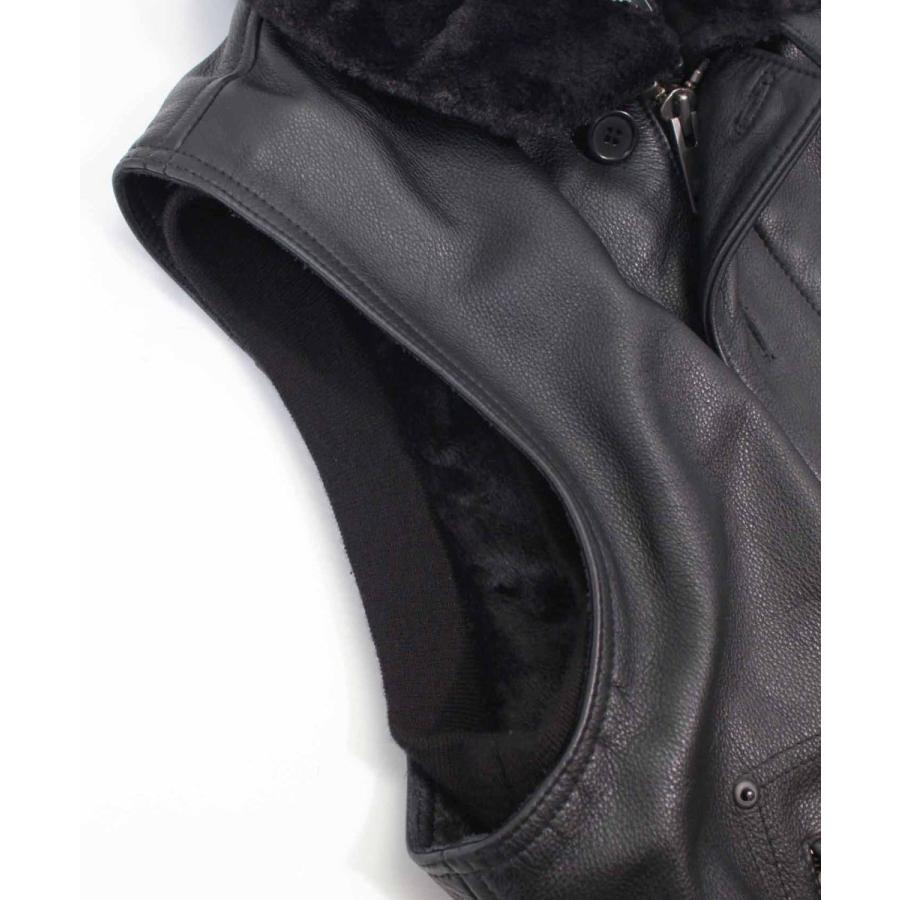 K'S LEATHER KADOYA DECK CREW VEST ブラック レザーベスト : KADOYA