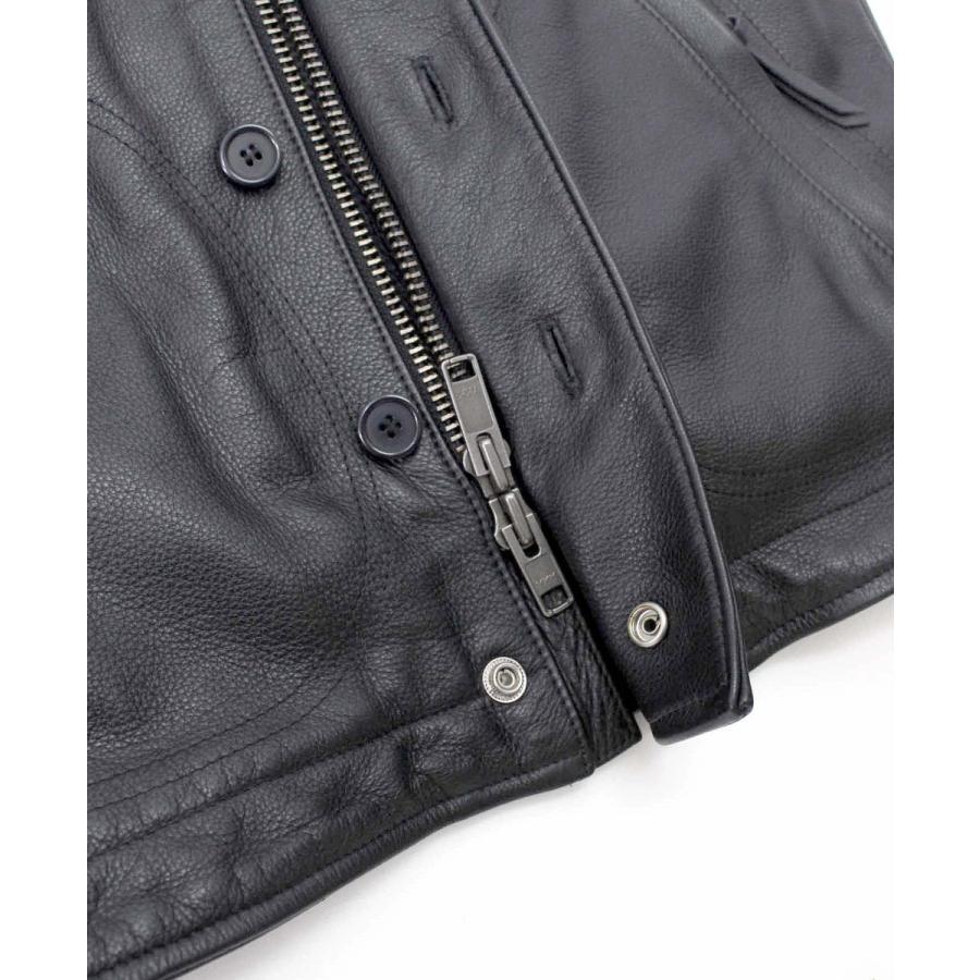 K'S LEATHER KADOYA DECK CREW VEST ブラック レザーベスト : KADOYA