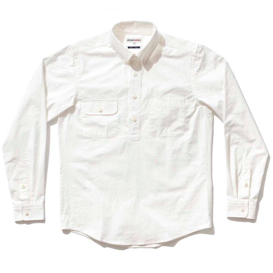 PULL OVER BUTTON DOWN SHIRT　ホワイト　KADOYA（カドヤ）　プルオーバーボタンダウンシャツ　100％コットン｜kadoya-leathers
