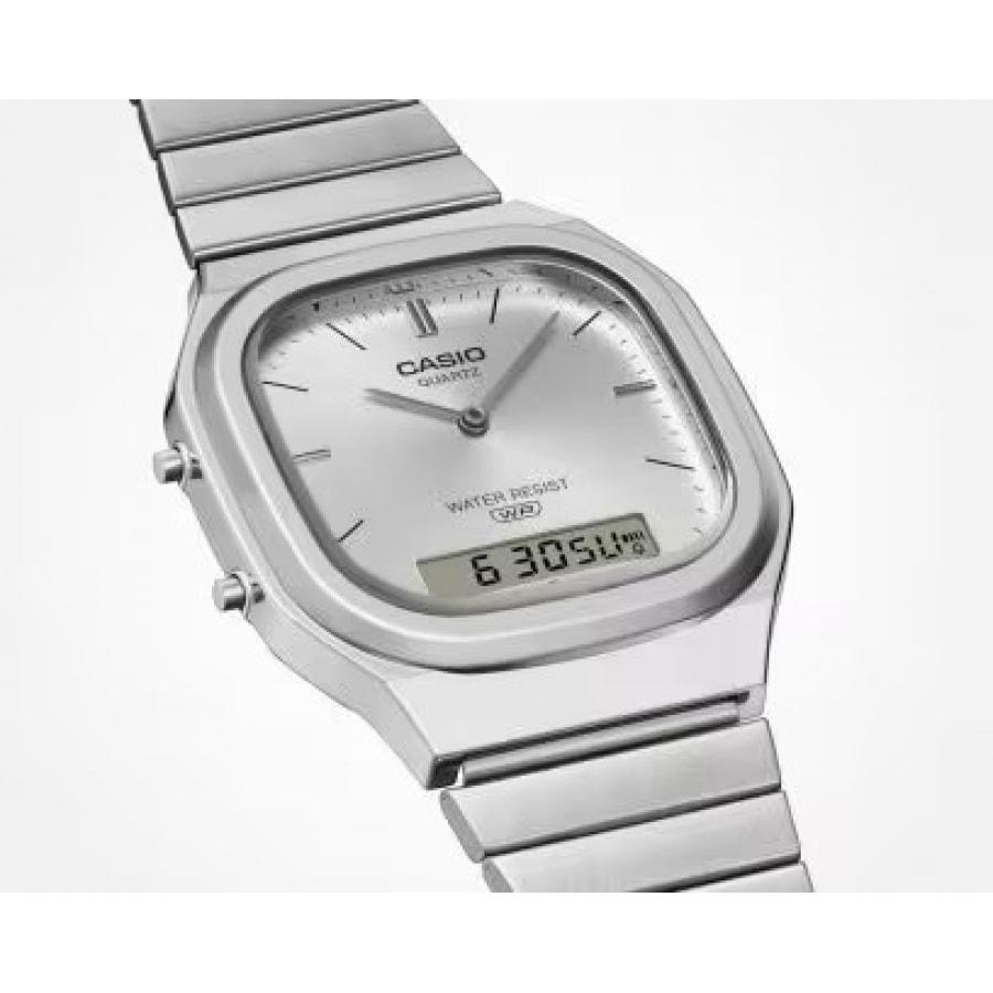 CASIO CLASSIC(カシオ クラシック)国内正規品 CASIO カシオ AQ-240E-7AJF デジアナ メンズ腕時計 ホワイト 樹脂バンド 日常生活防水 レトロの画像