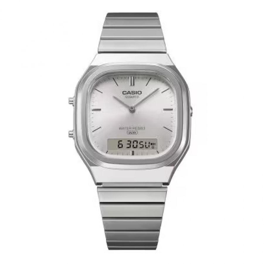 CASIO CLASSIC(カシオ クラシック)国内正規品 CASIO カシオ AQ-240E-7AJF デジアナ メンズ腕時計 ホワイト 樹脂バンド 日常生活防水 レトロの画像