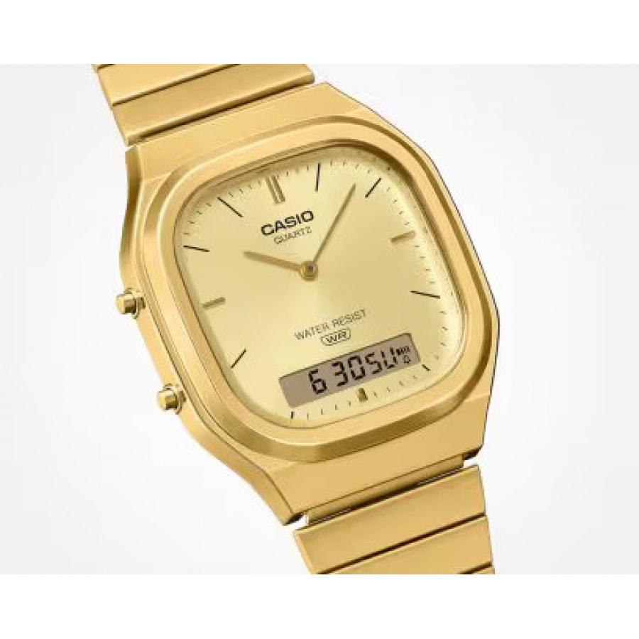 CASIO CLASSIC カシオ クラシック 国内正規品 CASIO カシオ AQ-240EG-9AJF デジアナ メンズ腕時計 ゴールド メタルバンド 日常生活防水 レトロの画像