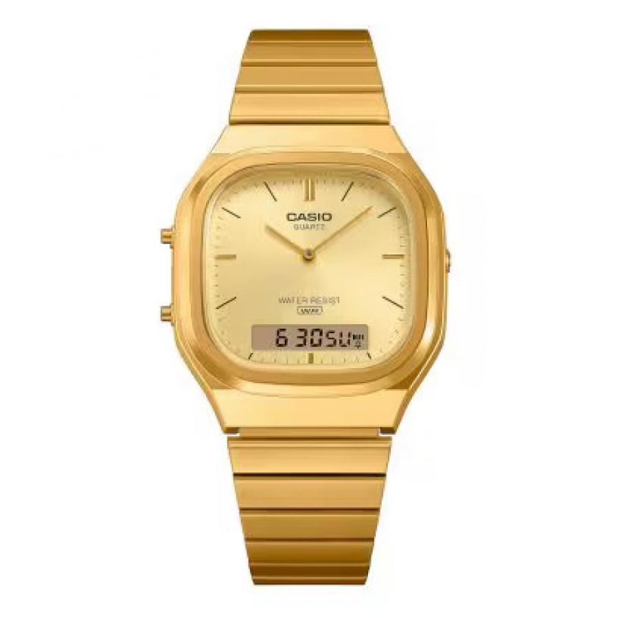 CASIO CLASSIC カシオ クラシック 国内正規品 CASIO カシオ AQ-240EG-9AJF デジアナ メンズ腕時計 ゴールド メタルバンド 日常生活防水 レトロの画像