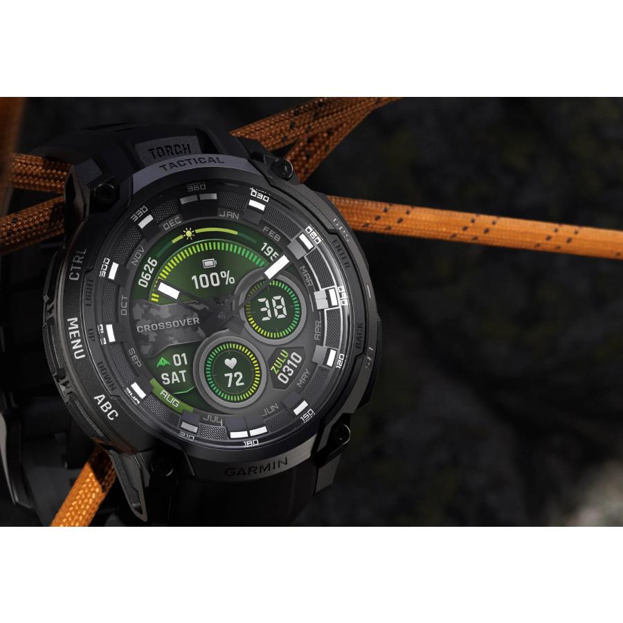 国内正規品 ガーミン Instinct Crossover AMOLED Tactical 010-03398-32 GPS スマートウォッチ ソーラー充電 ミリタリー 耐衝撃 GARMINの画像