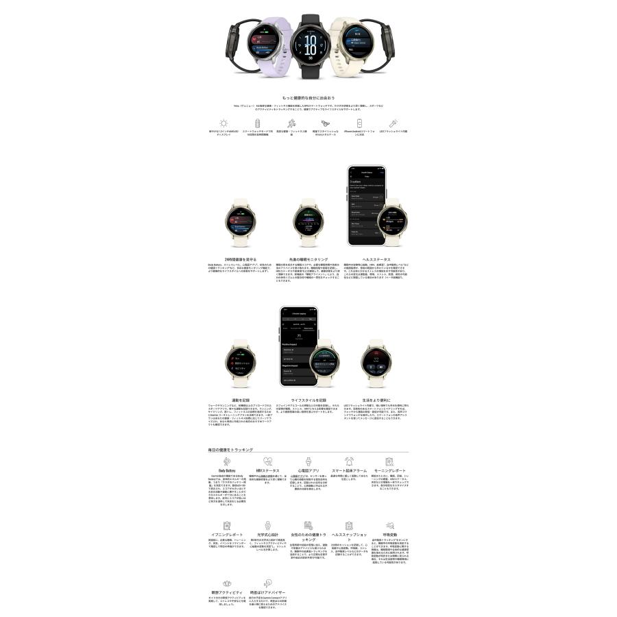 国内正規品 新作 ガーミン GARMIN Venu 4 41mm 010-03013-30 フィットネスGPSウォッチ スマートウォッチ 健康管理 長時間バッテリーアクティビティの画像