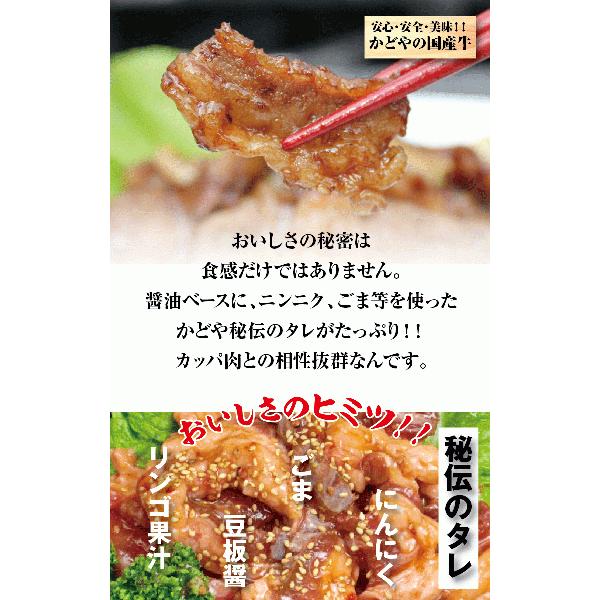 国産牛 カッパ味付け焼肉用500g 味付け 焼肉 BBQ バーベキュー 焼くだけ｜kadoyabokujou｜04