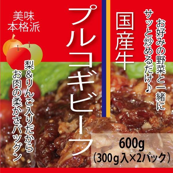 国産牛プルコギビーフ 600g (300g×2パック) 焼肉 バーベキュー BBQ 牛 肉 牛肉  国産 ギフト 父の日 母の日｜kadoyabokujou