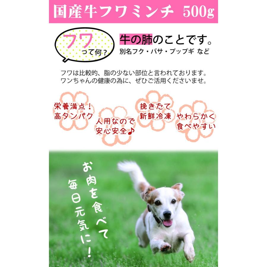 ペット用国産牛フワミンチ500g   ペット　ペットフード　ドッグフード　ペットのお肉　犬　愛犬｜kadoyabokujou｜02