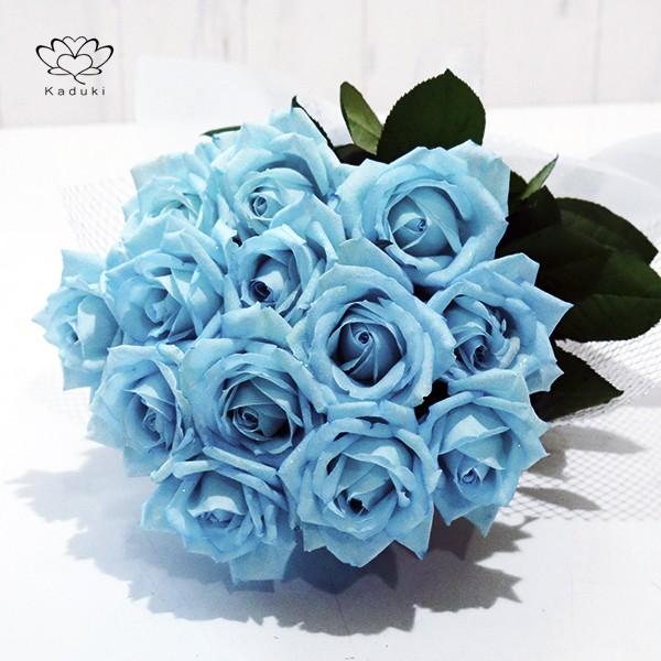 アイスブルーローズ 花束 10本 生花 定番スタイル 特価品コーナー☆ ブーケ 青いバラ ナチュラルカラー