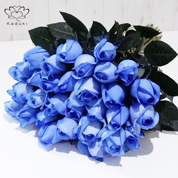 お気に入 ブルーローズ 花束 30本 生花 青いバラ デポー ナチュラルカラー ブーケ
