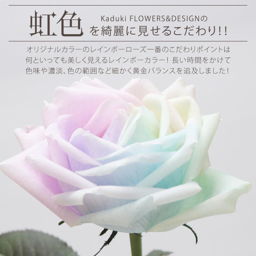 レインボーローズ ピュアパステル Mサイズ 1輪BOX 生花 バラ 花束